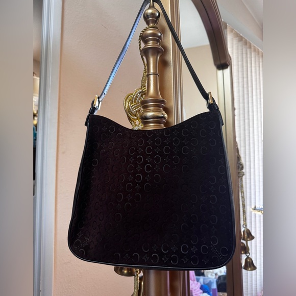 Celine bag monogram vintage purse suede C all over print good hardware - Picture 2 of 15